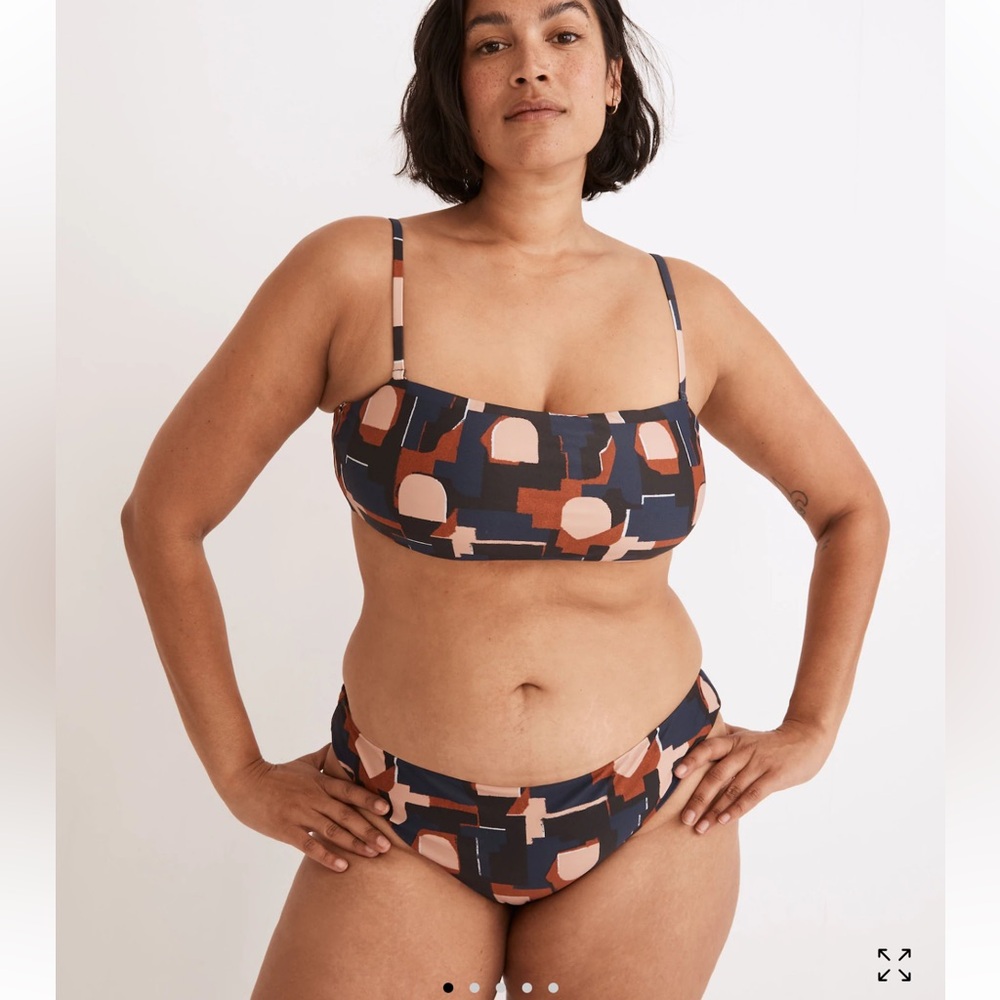 Madewell Second Wave Spaghetti-Strap Bandeau Bikini Top in Color Collage